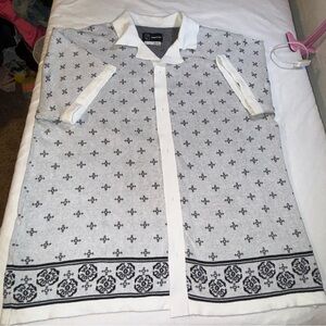 Original Use Black and White Geometric Button Down Shirt